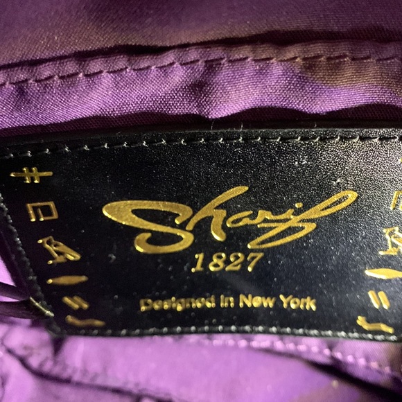 SHARIF 1827 Silver shiny crescent shaped wristlet fun make up bag LNWOT - Picture 4 of 8